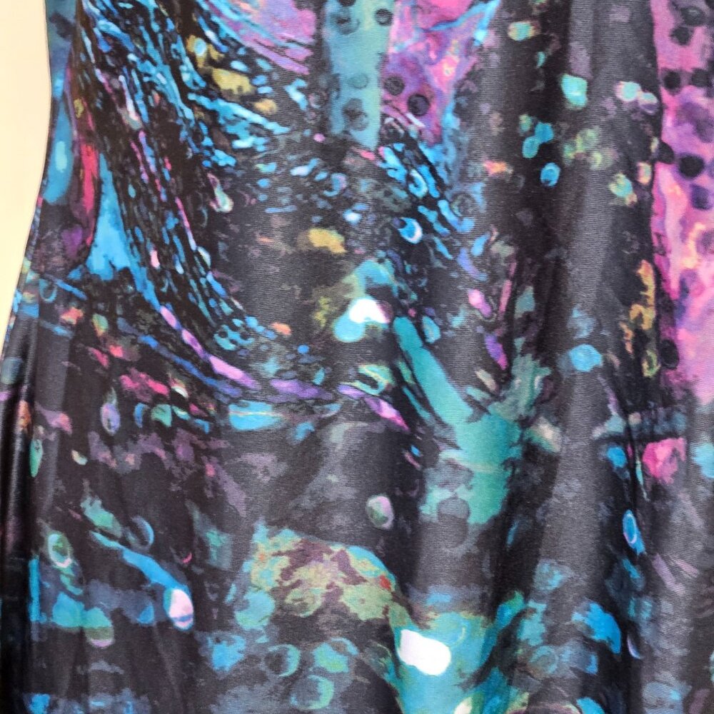 Lily By Firmiana Womens M Abstract Print Short Sleeve Tunic Top Polyester - Picture 6 of 10